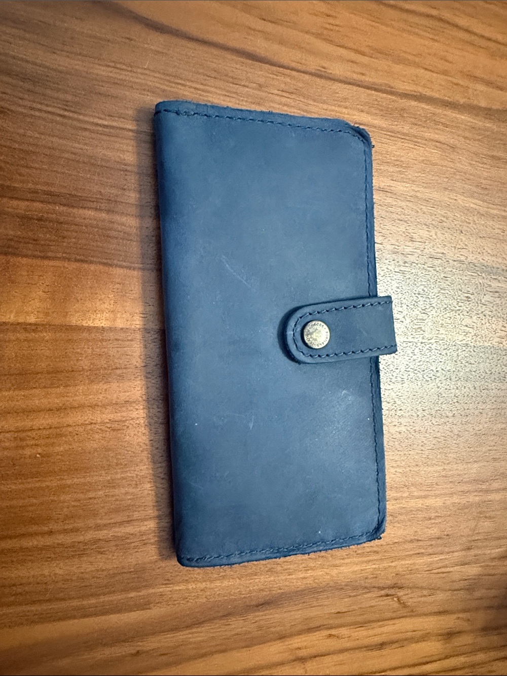 Portland Leather Blue Wallet Phone Case with Snap Closure
